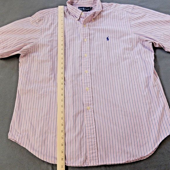 Ralph Lauren Mens Shirt XL Pink Stripe Classic Fit Cotton Embroidered Pony Logo - Picture 8 of 9